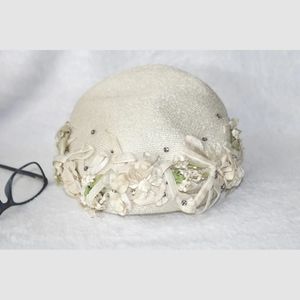 Vintage Hat by Charlotte C. Friel, Worcester, Mass. Ivory Color Flowers Ribbon
